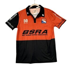 Champion System Polo Shirt Mens Large Orange Black Accuride BSRA Racing Jersey